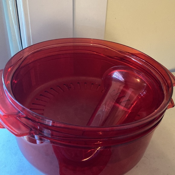 5 Pc TUPPERWARE TupperWave Stack Cooker Microwave Cranberry Steamer Bake - Picture 4 of 12